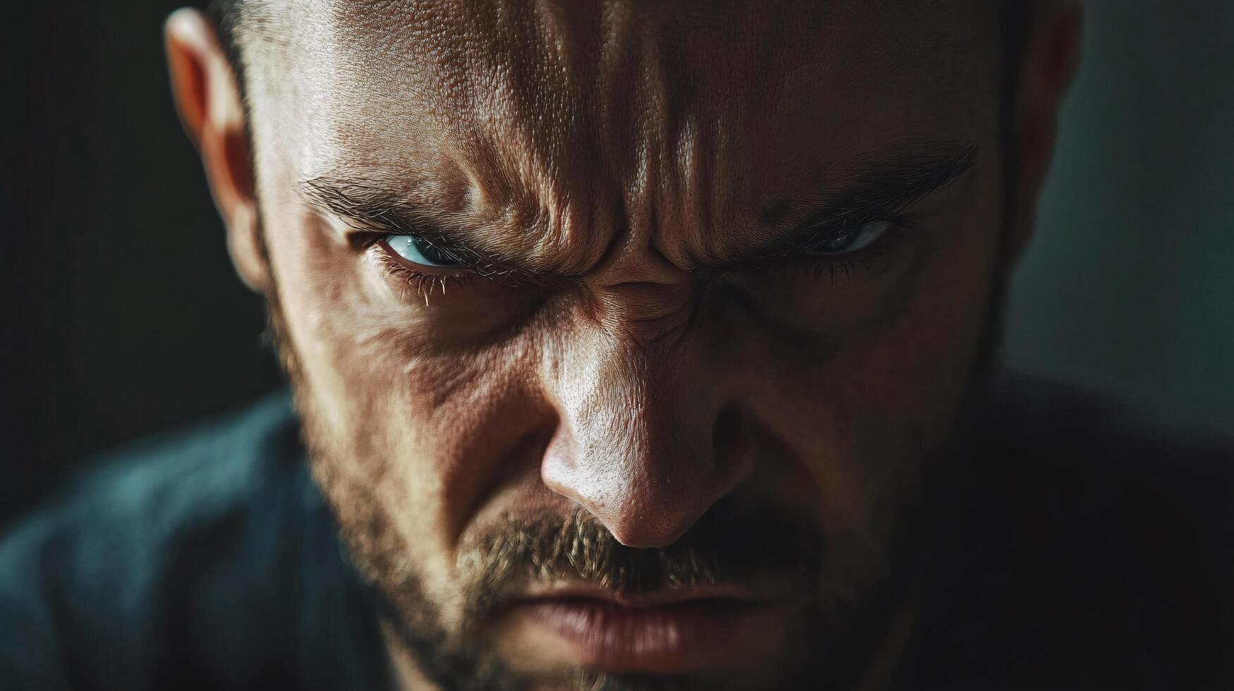 A man with a scowl on his face photo
