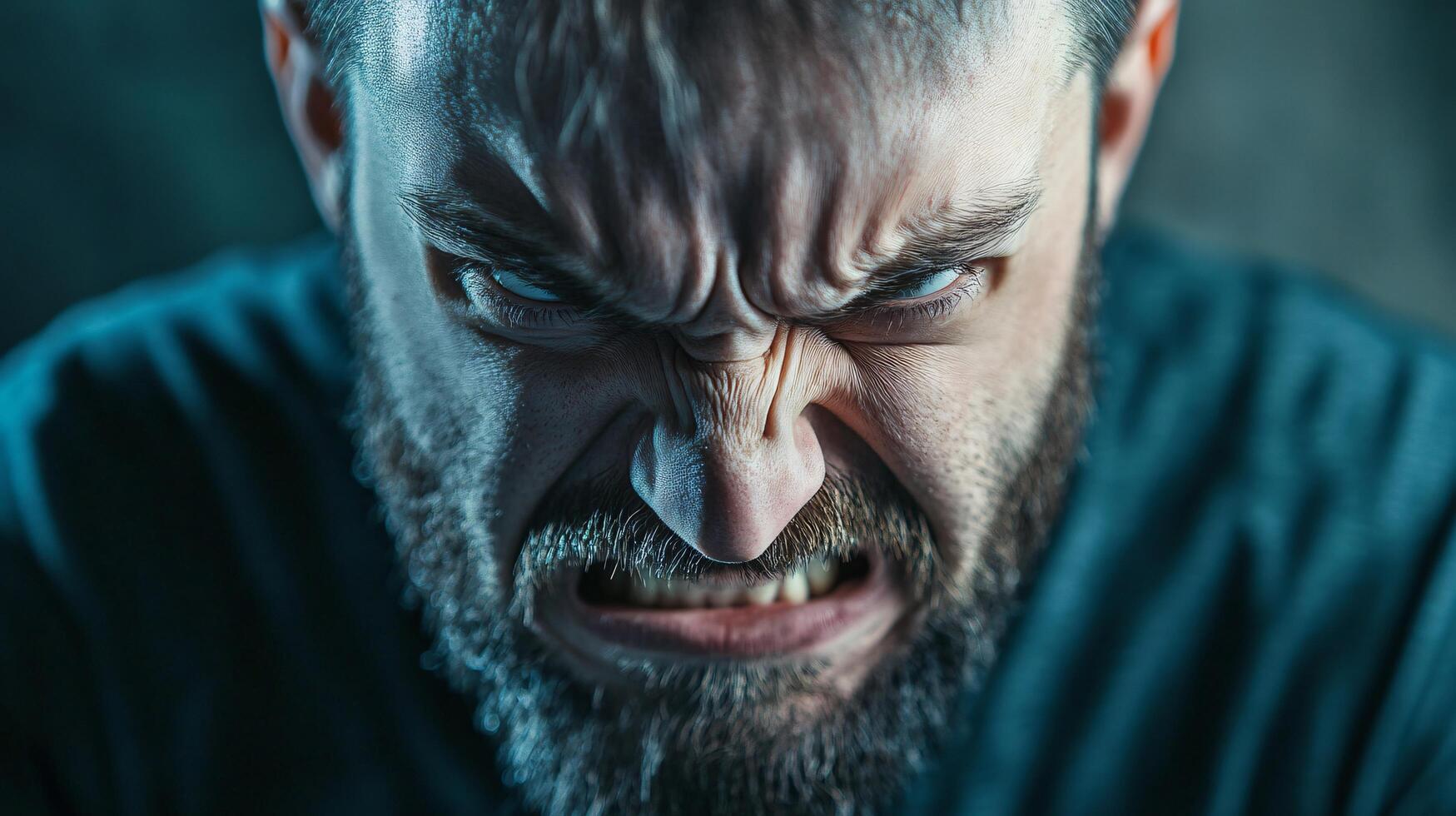A man with a beard and angry expression photo