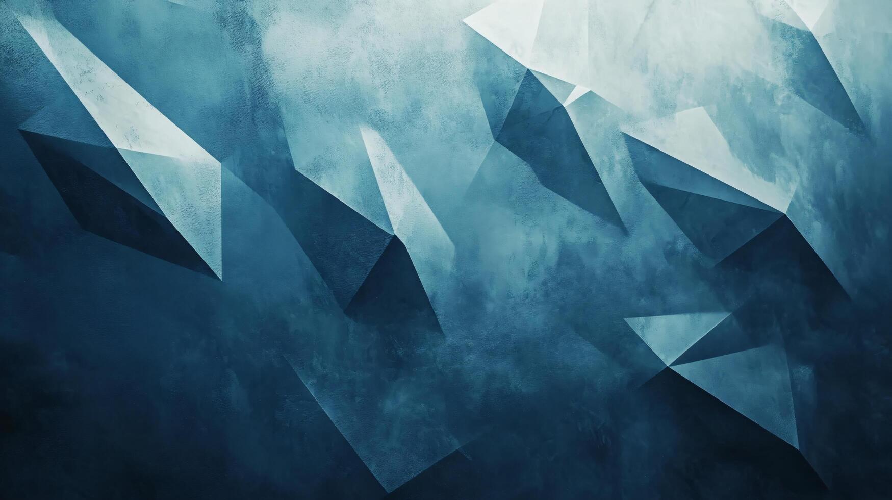 A blue and white abstract painting with a lot of triangles photo