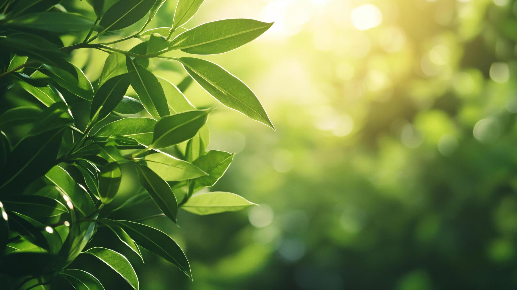 A leafy green tree with a bright sun shining on it photo
