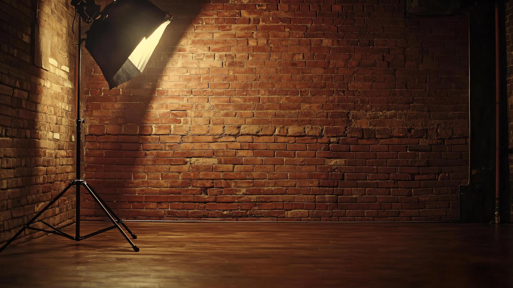 A brick wall with a spotlight on it photo