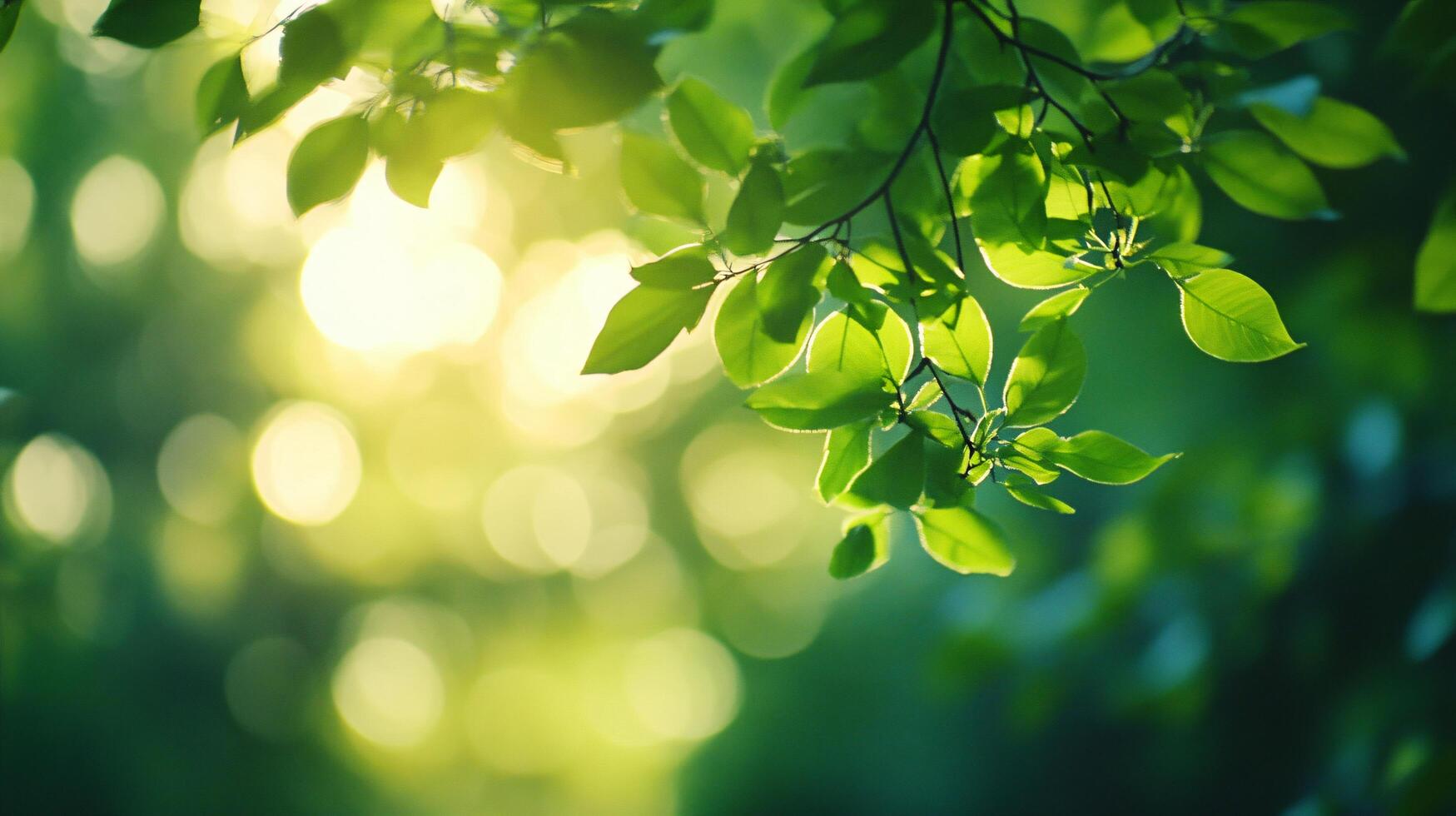 A leafy tree with a bright sun shining on it photo