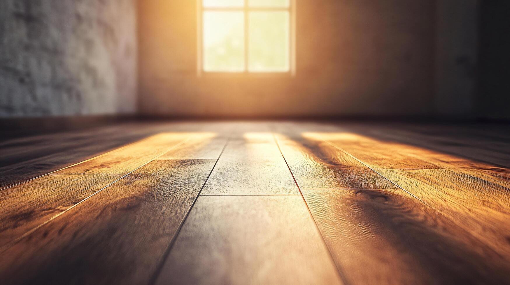 A room with a window and wooden floors photo