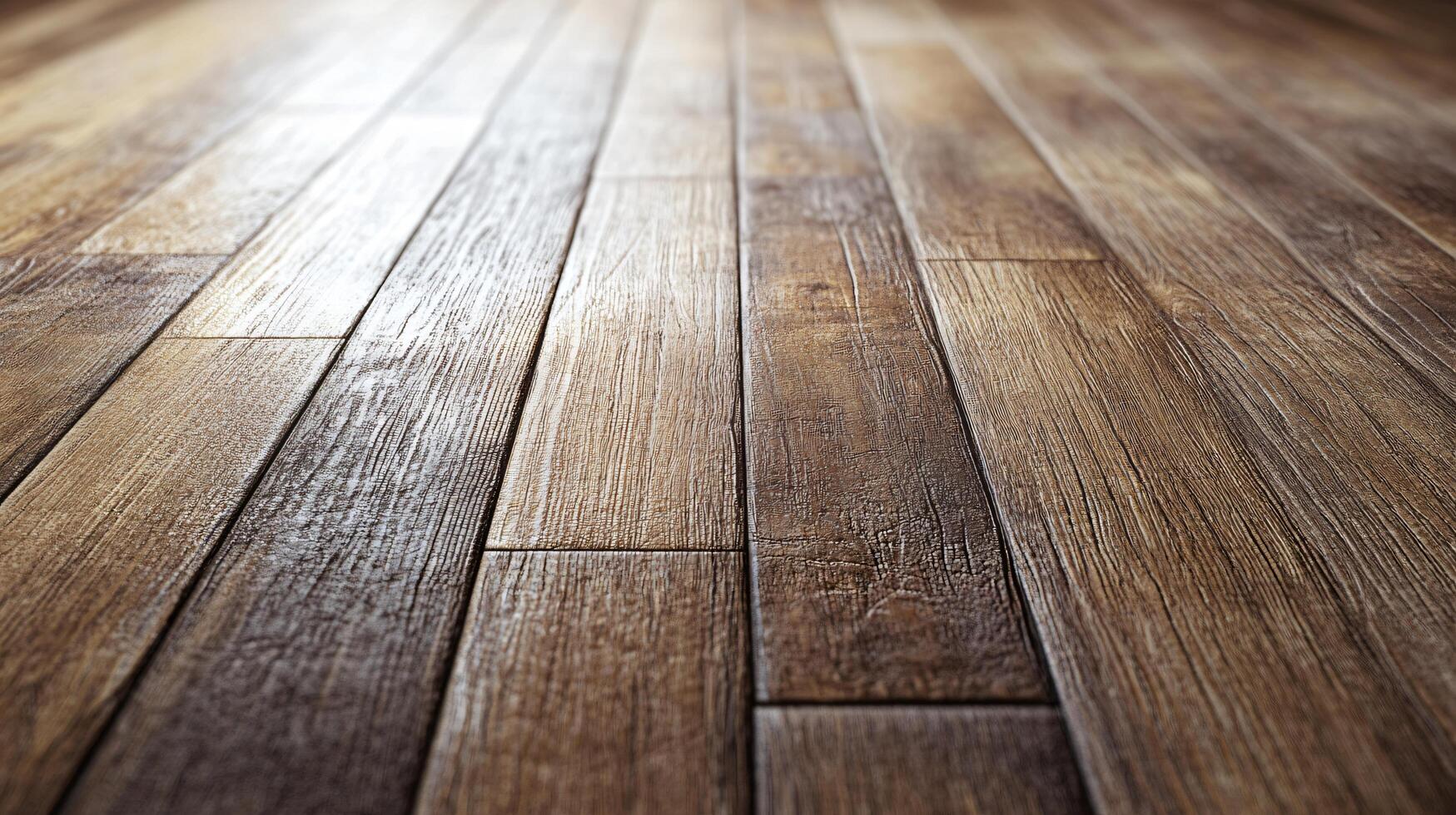 A wooden floor with a light shining on it photo