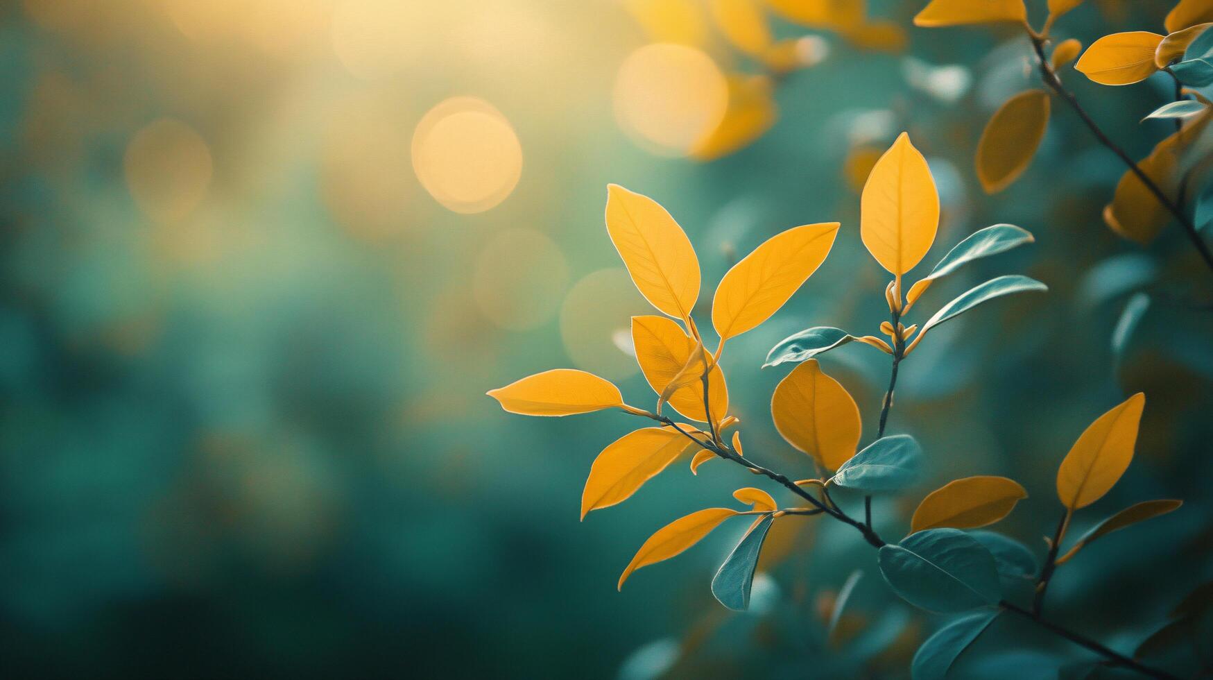 A leafy tree with a bright yellow leaf photo