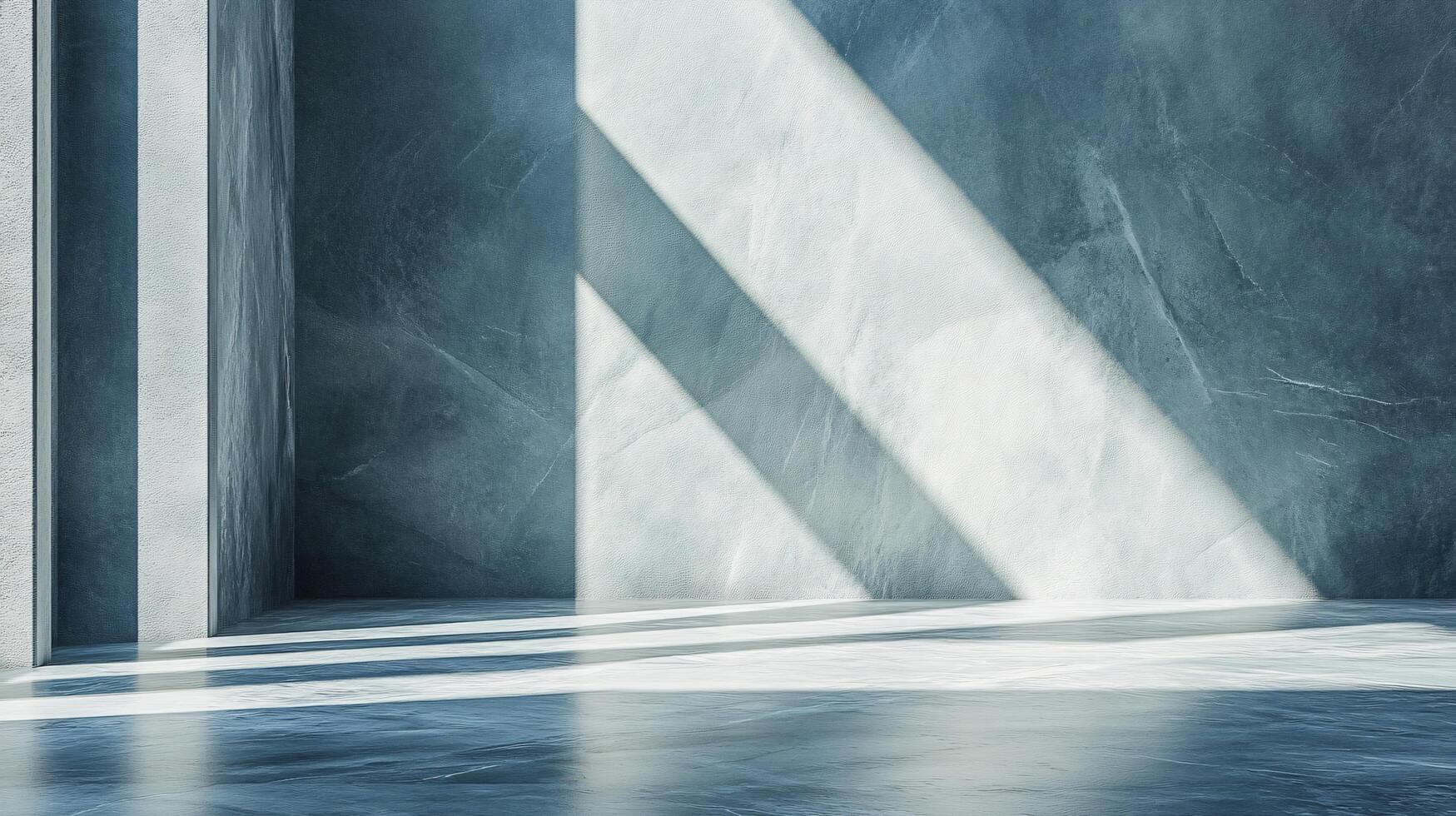 A large, empty room with a wall that is covered in a grey, textured material photo