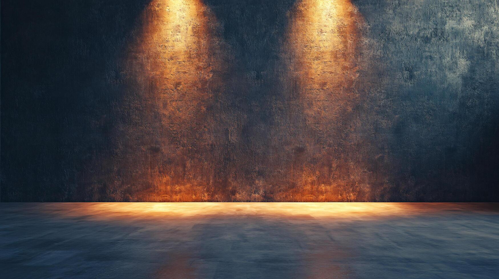 A wall with two lights shining on it photo