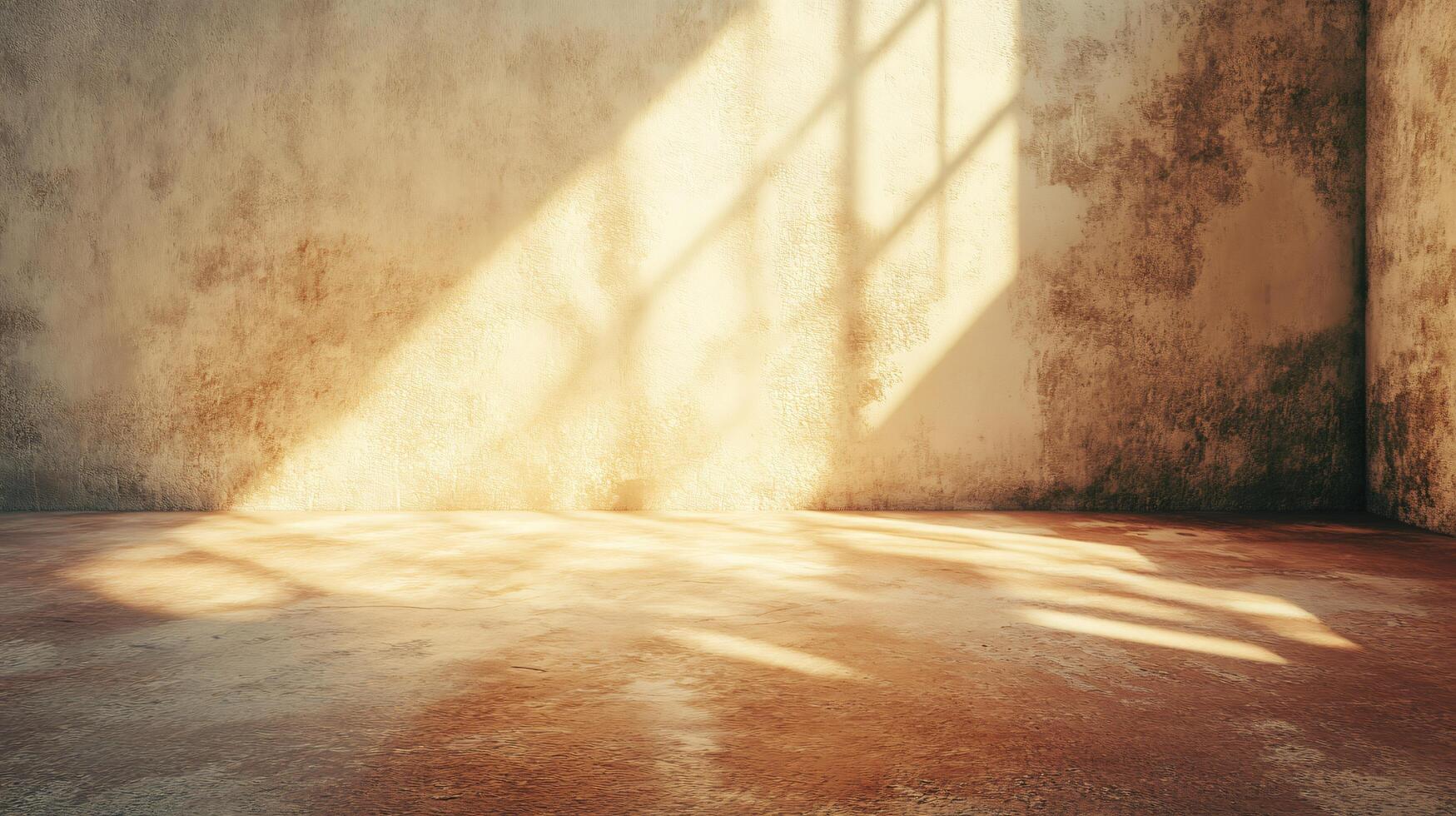 A room with a window and a wall photo