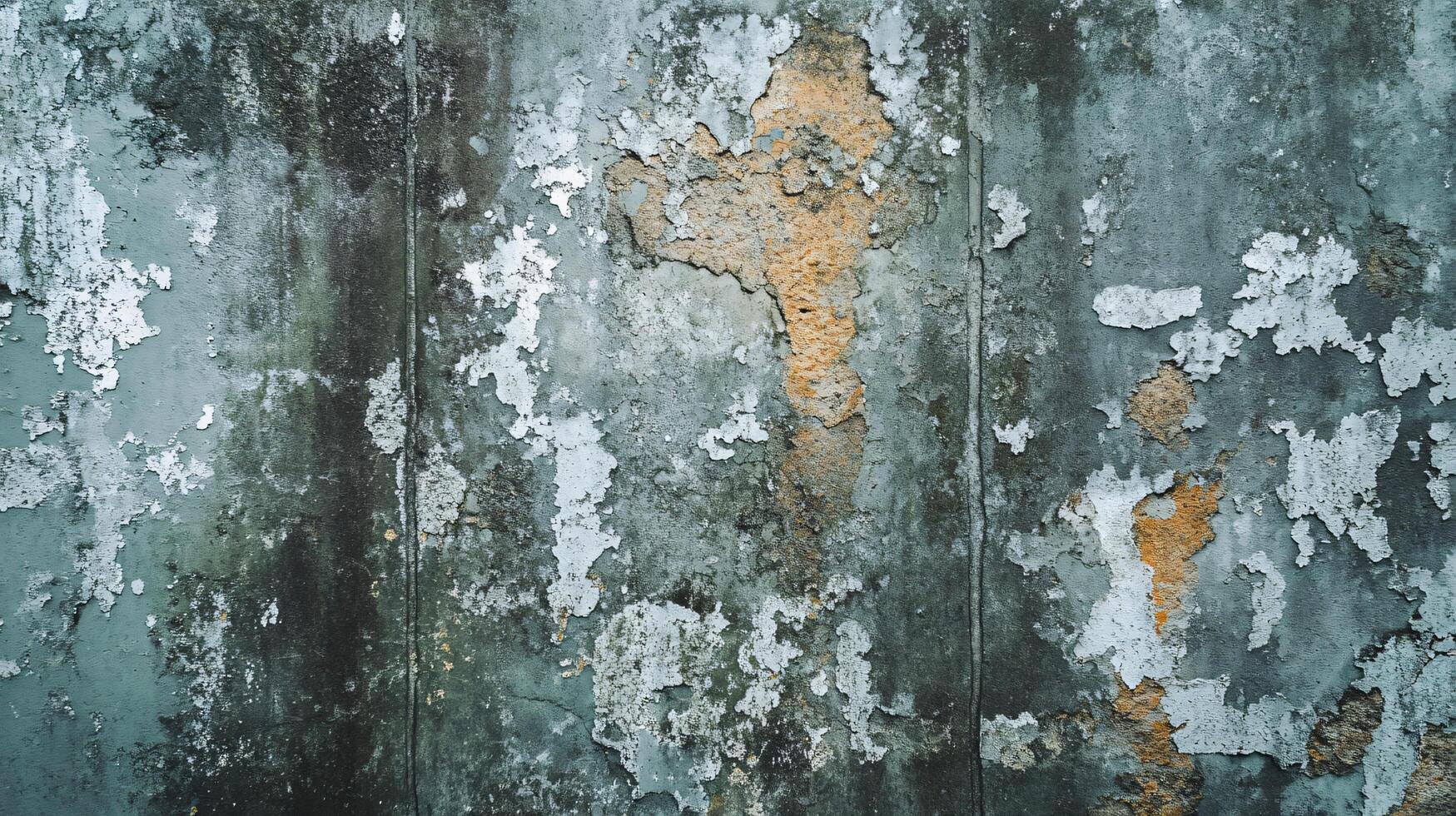 The wall is covered in peeling paint and has a rough texture photo