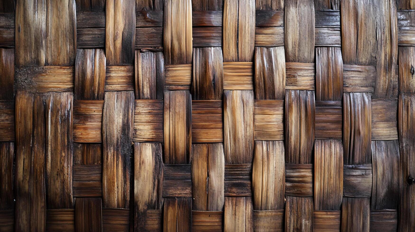 A wooden wall with a woven pattern photo