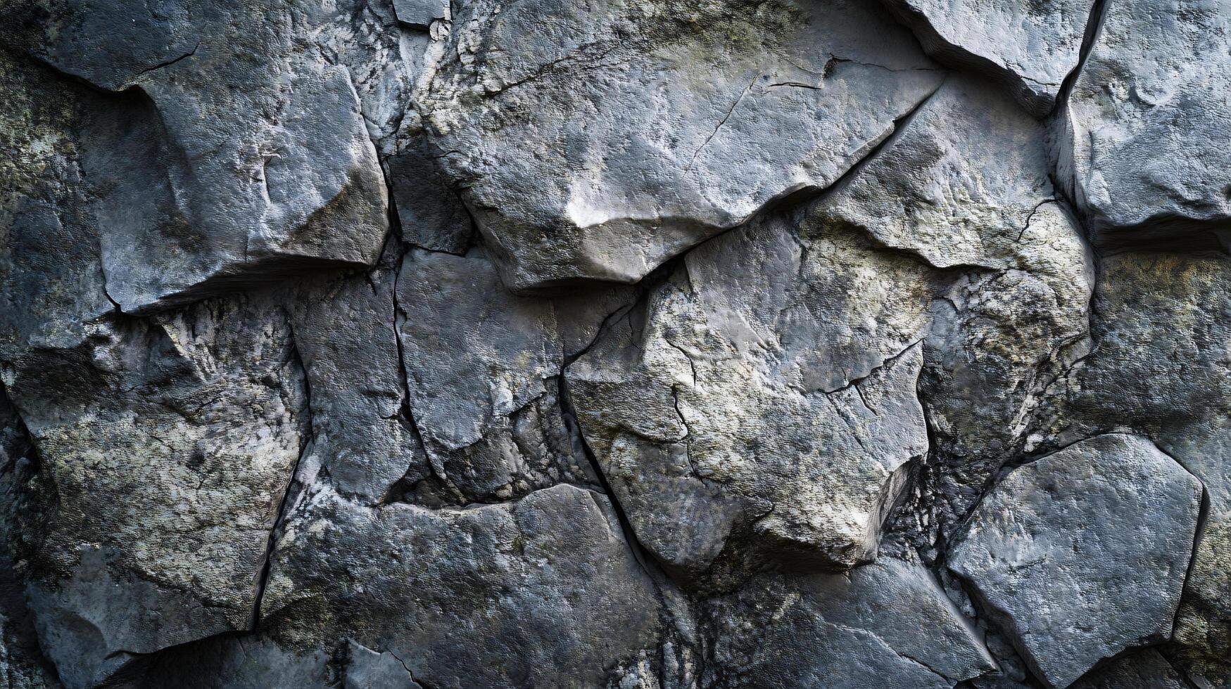 A close up of a rock wall with many different sized rocks photo