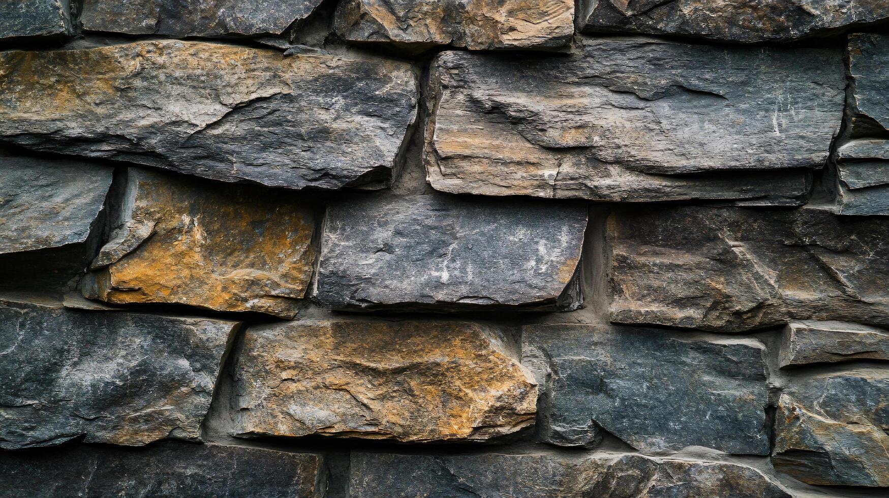 A wall made of stone with a brownish color photo