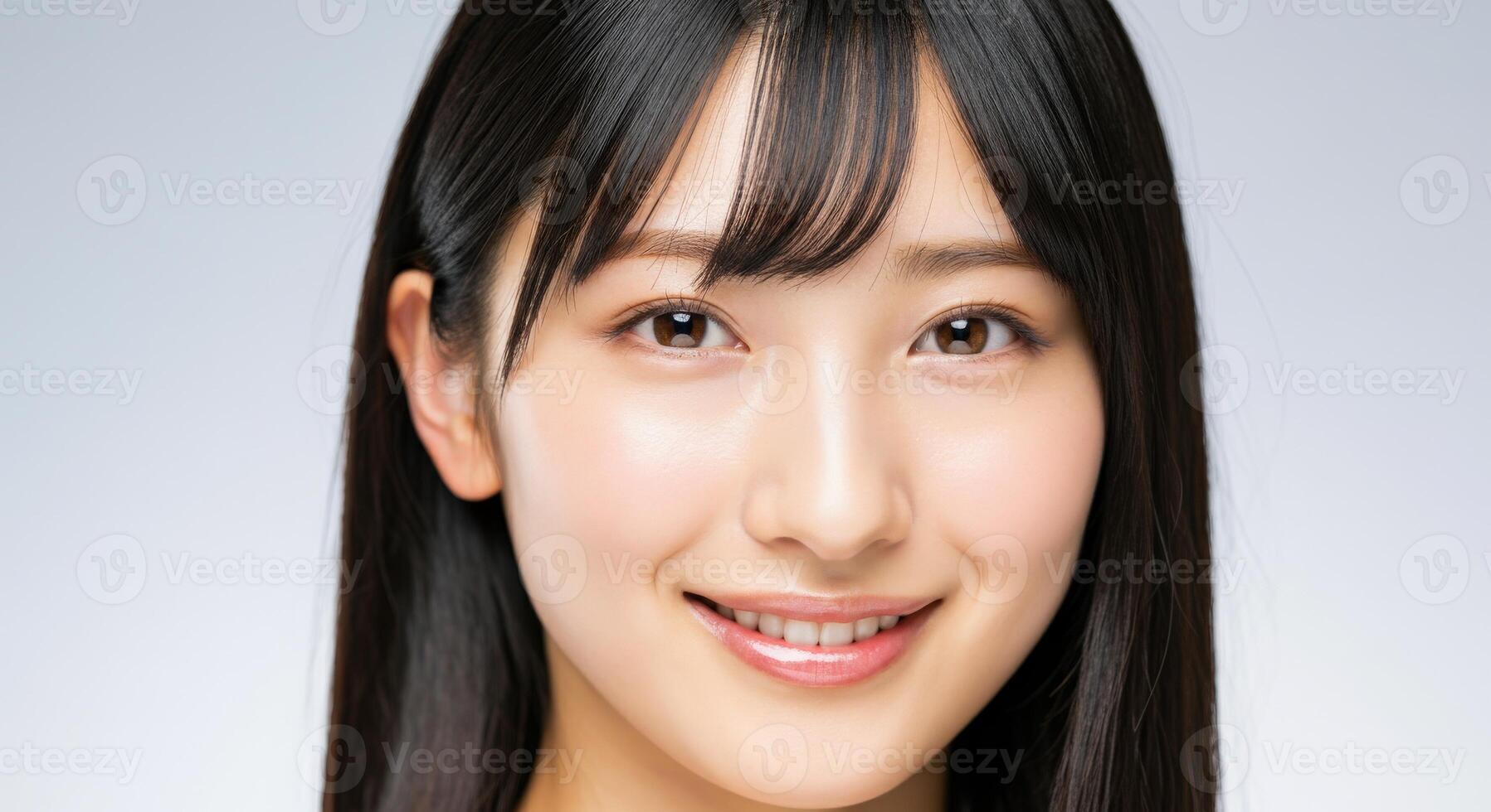 Smiling asian young adult female portrait for professional design use photo
