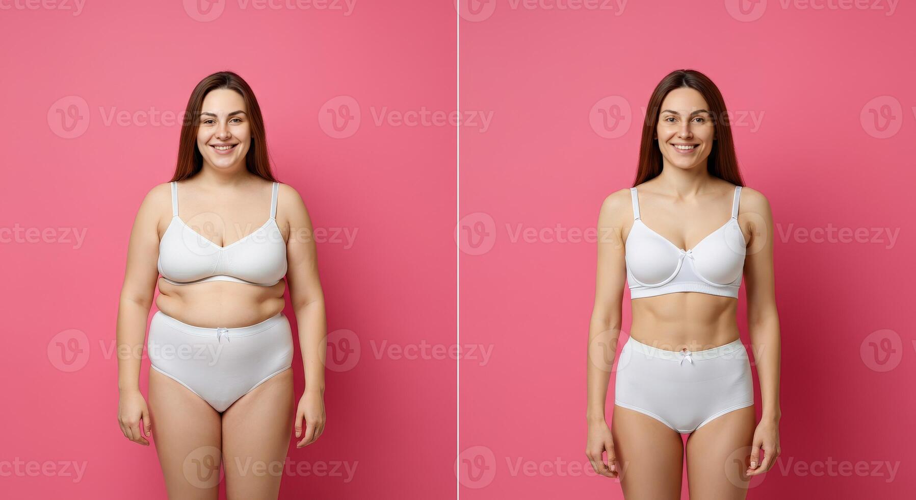 Female transformation concept featuring diversity in body shapes for health and wellness inspiration photo