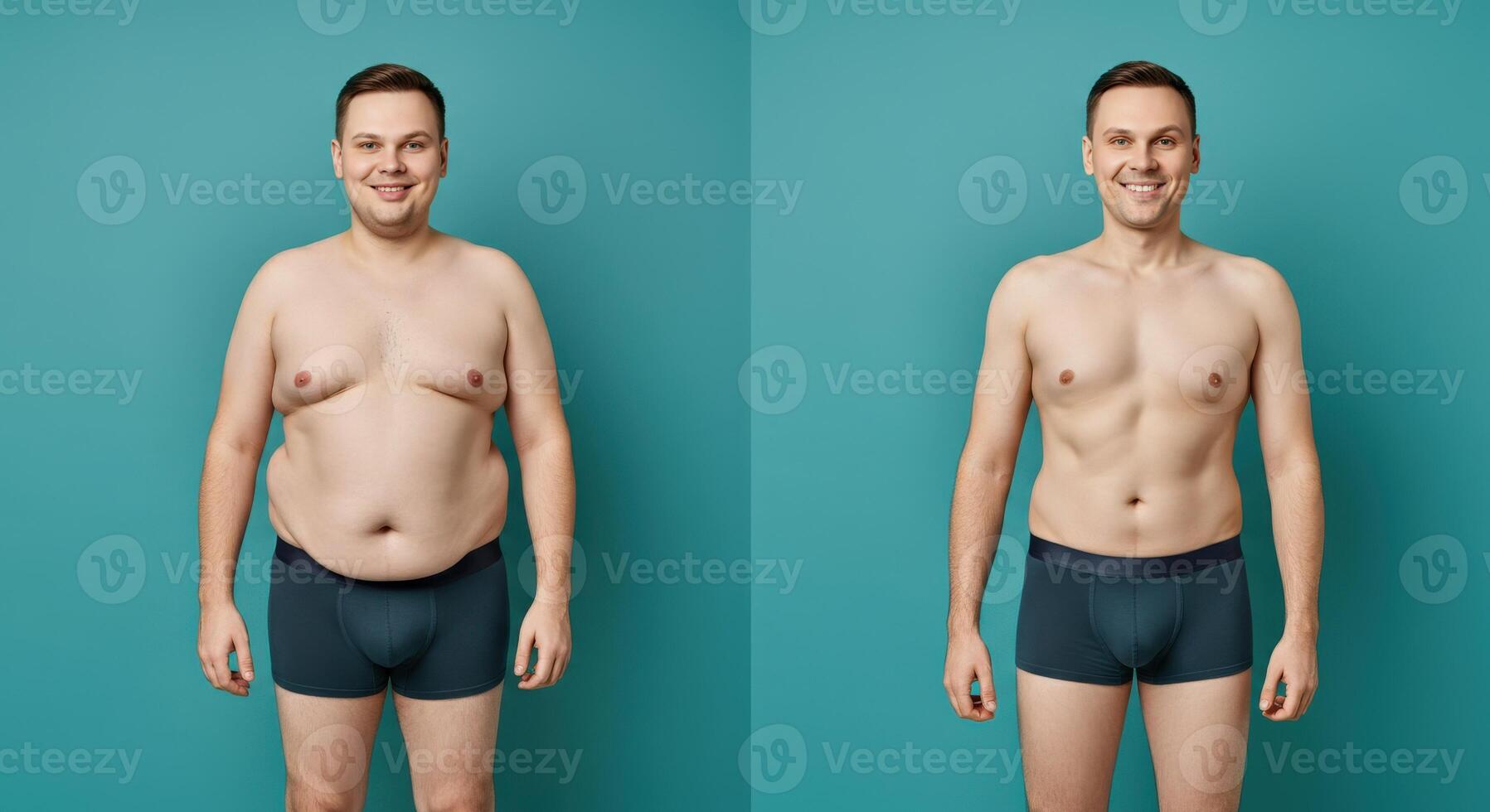 Transformation journey of a young caucasian male with improved fitness and health photo