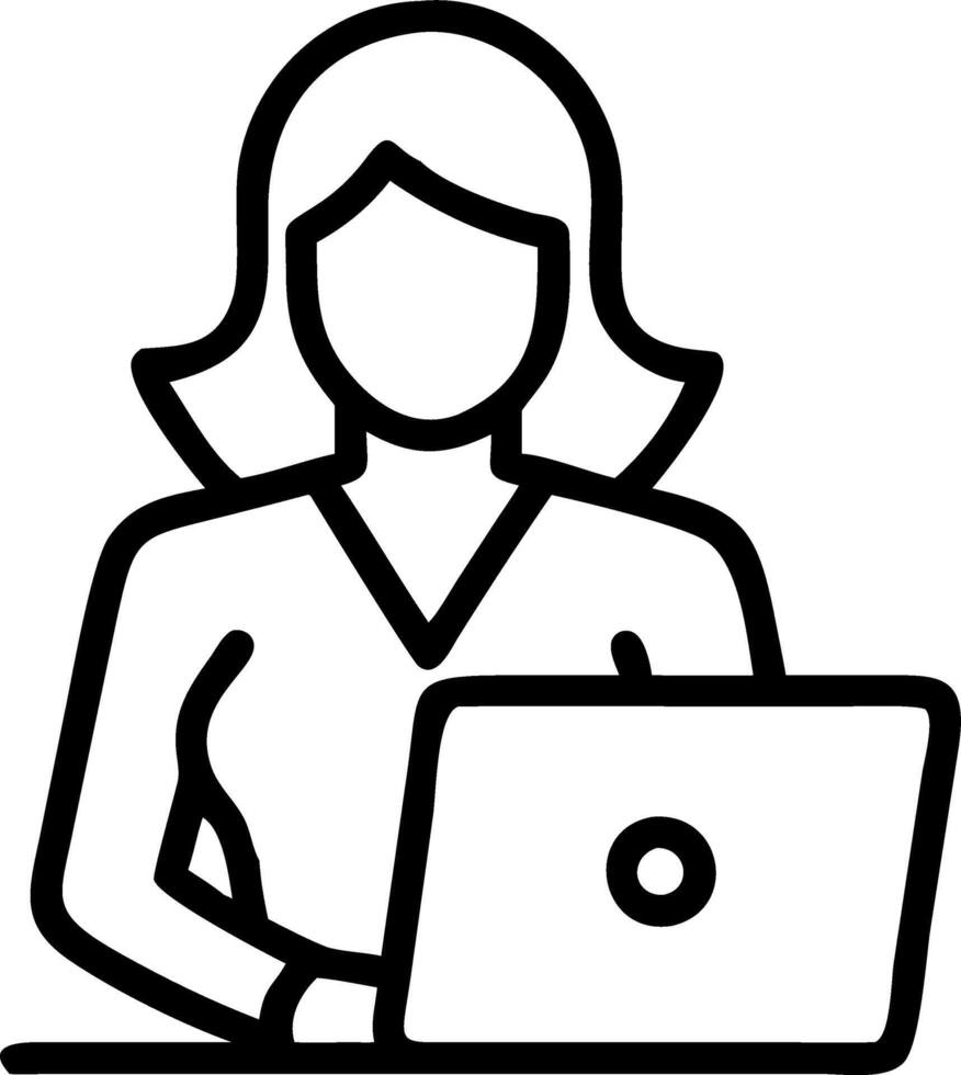 Successful businesswoman working on laptop with abstract background vector