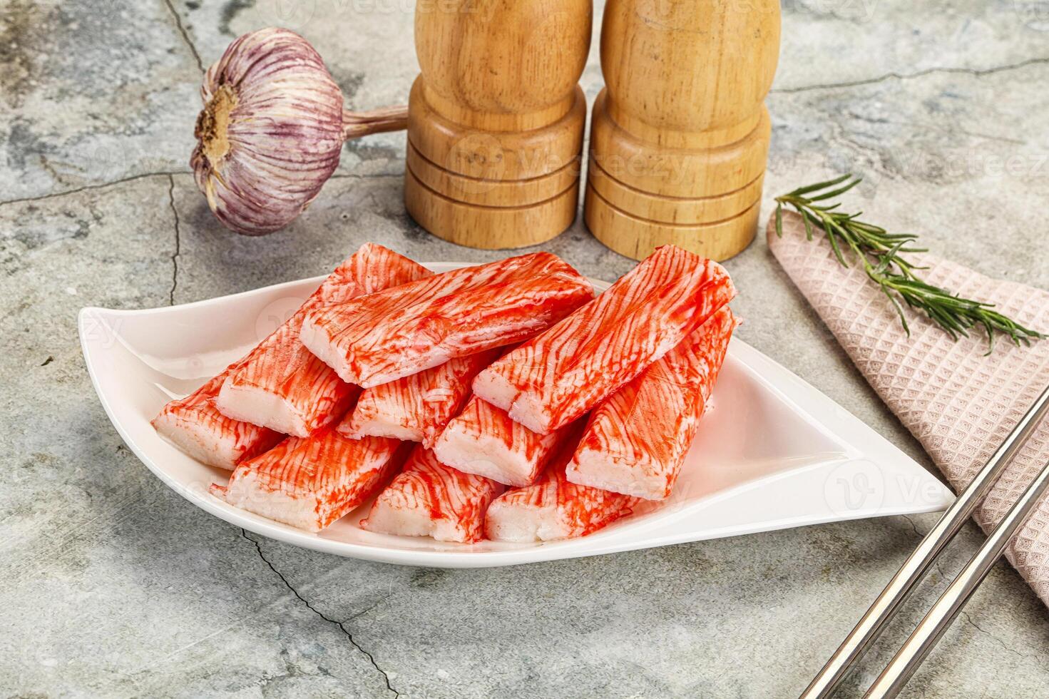 Crab meat stick surimi appetizer photo