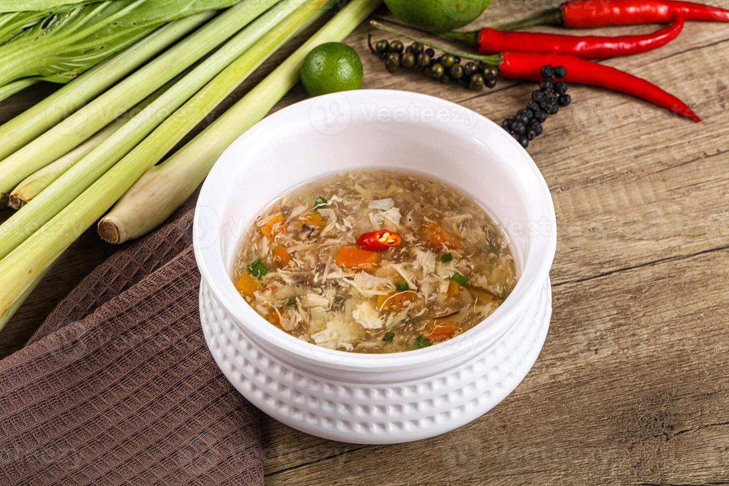 Asian gourmet crab soup with spices photo
