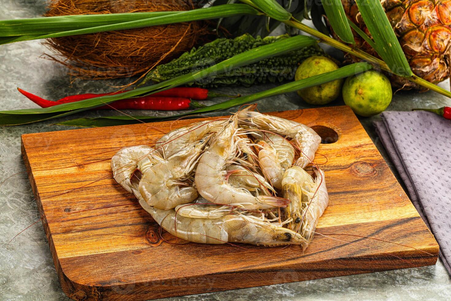 Raw fresh prawn for cooking photo