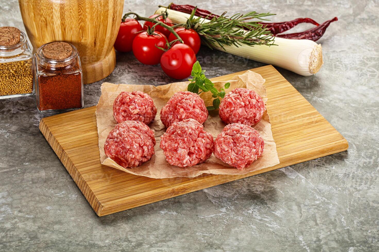 Raw beef meatball minced meat photo