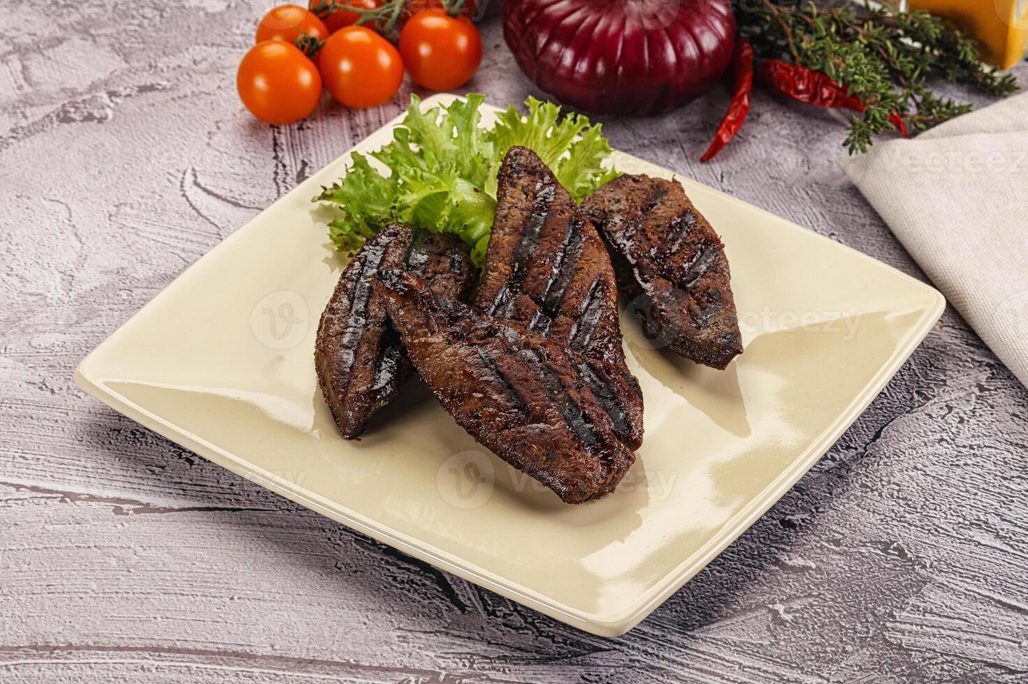 Grilled diet beef liver steak photo