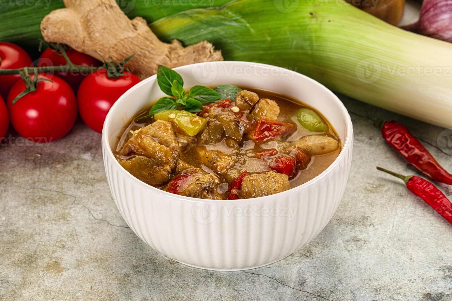 Thai curry with chicken and basil photo