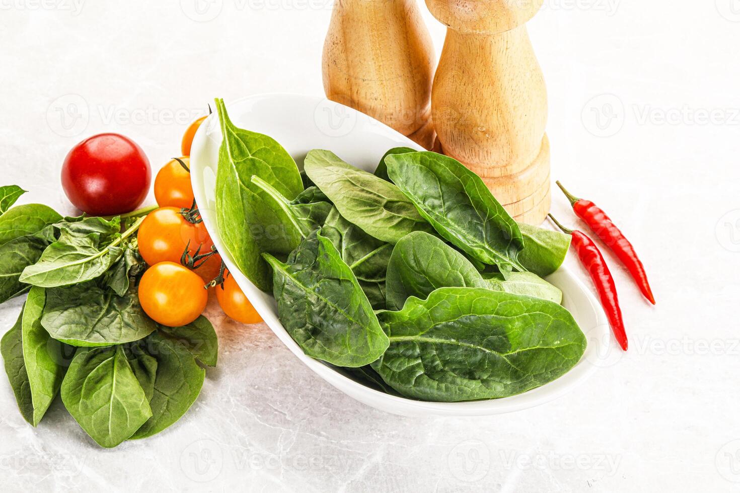 Natural organic raw green spinach photo