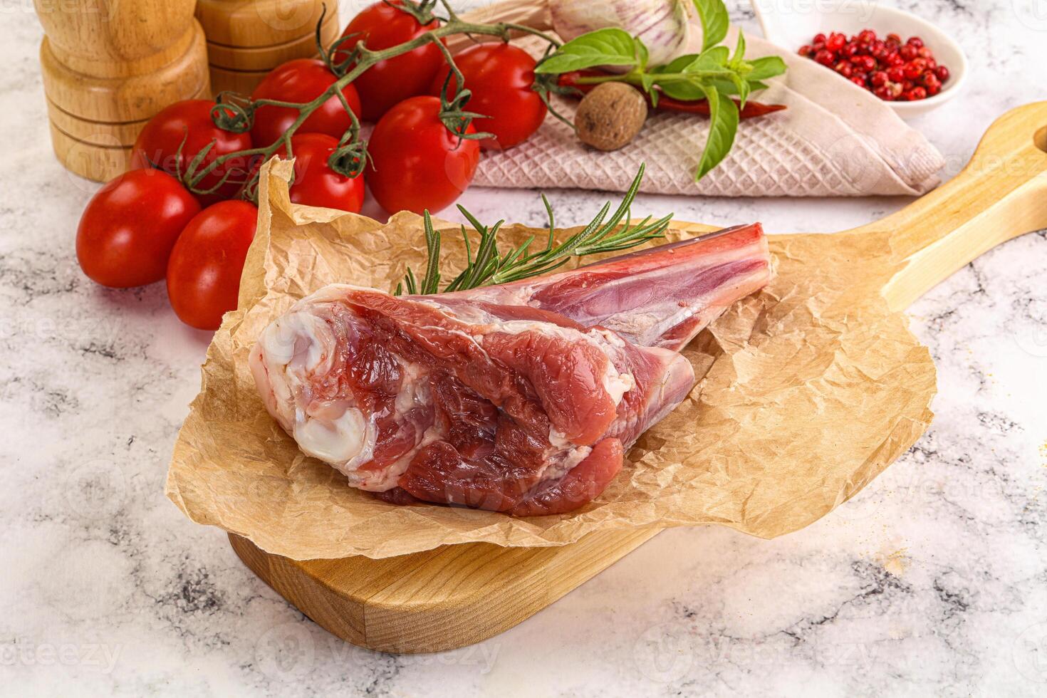Raw lamb shank for cooking photo