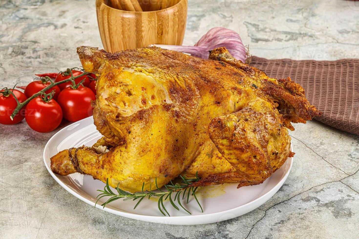 Homemade Grilled whole chicken with spices photo