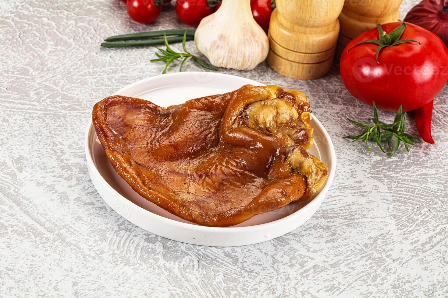 Smoked pork ear snack appetizer photo