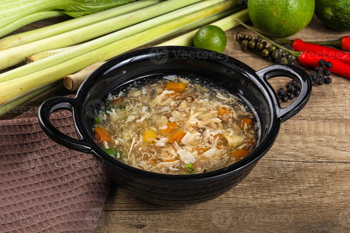 Asian gourmet crab soup with spices photo