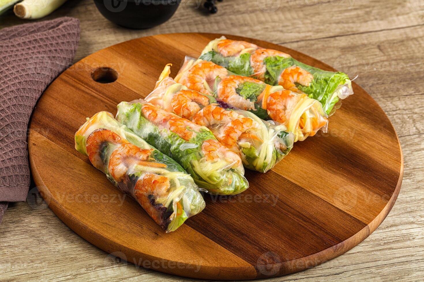 Vietnamese spring roll with prawn and mango photo