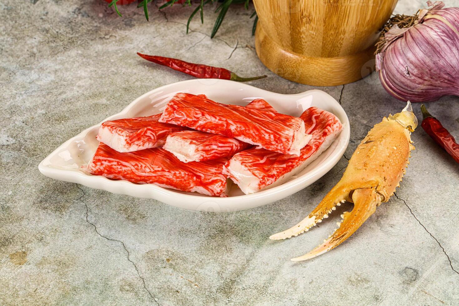 Red crab meat stick surimi photo