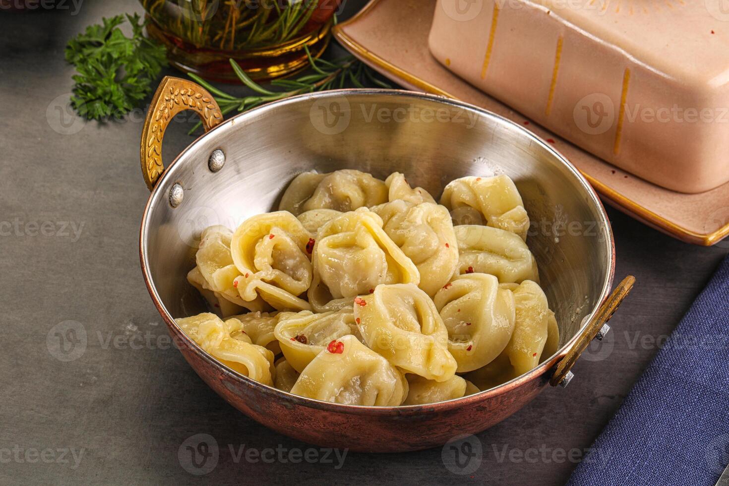 Russian homemade dumplings with meat photo