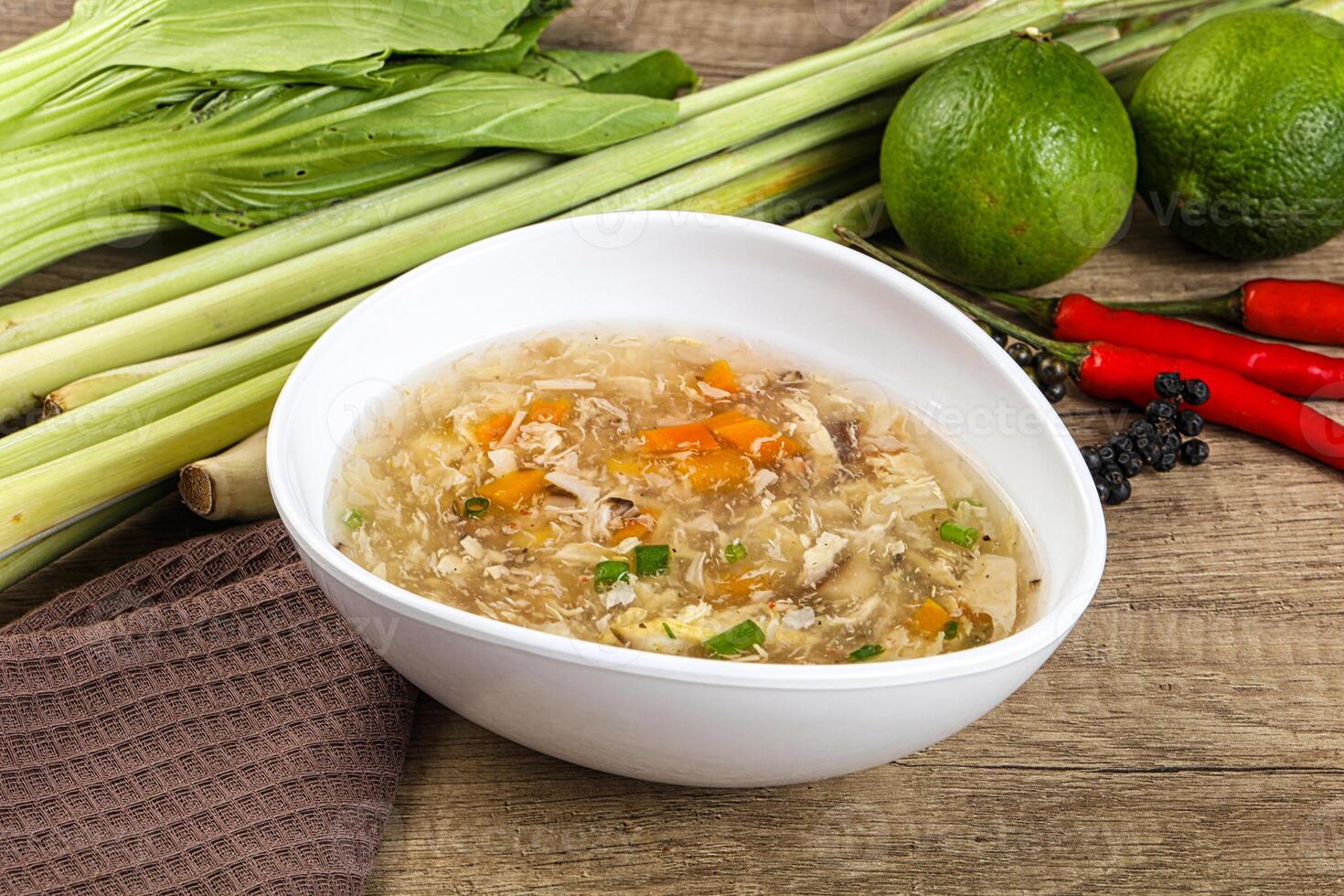 Asian gourmet crab soup with spices photo