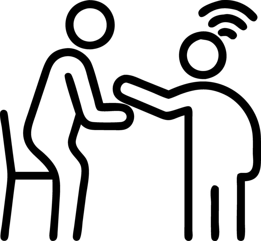 Soft abstract of a caregiver helping an elderly person with medication vector