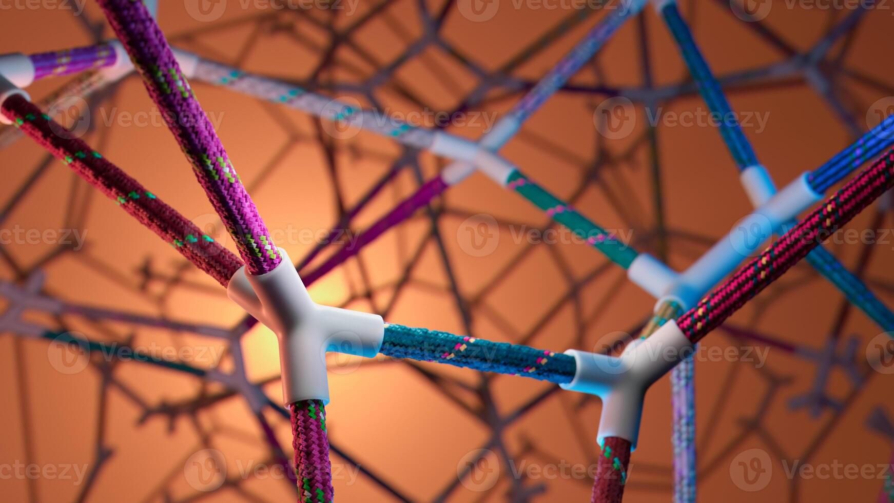 Vibrant Interconnected Strands. A Colorful Network in Soft Illumination photo