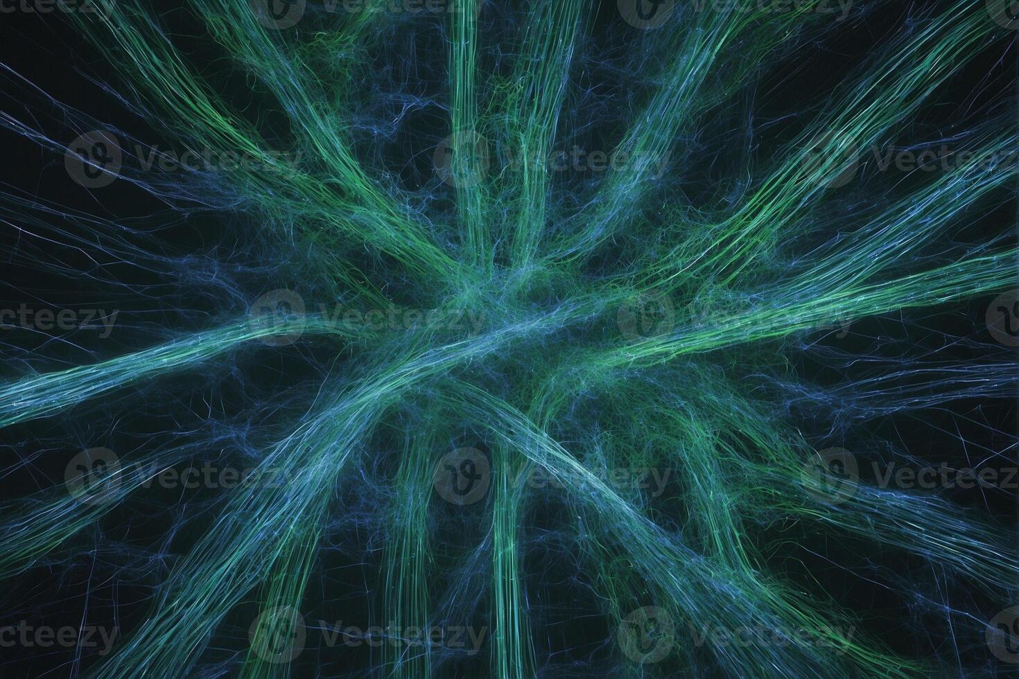 A green and blue abstract image of a brain photo