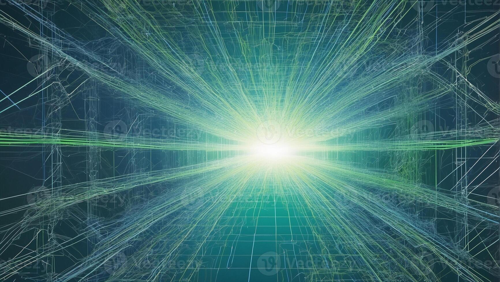 A computer screen with a green light shining through it photo