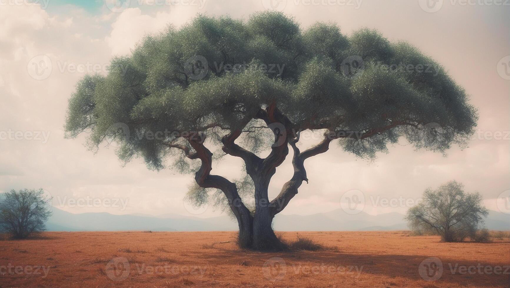 A tree in the middle of a desert photo
