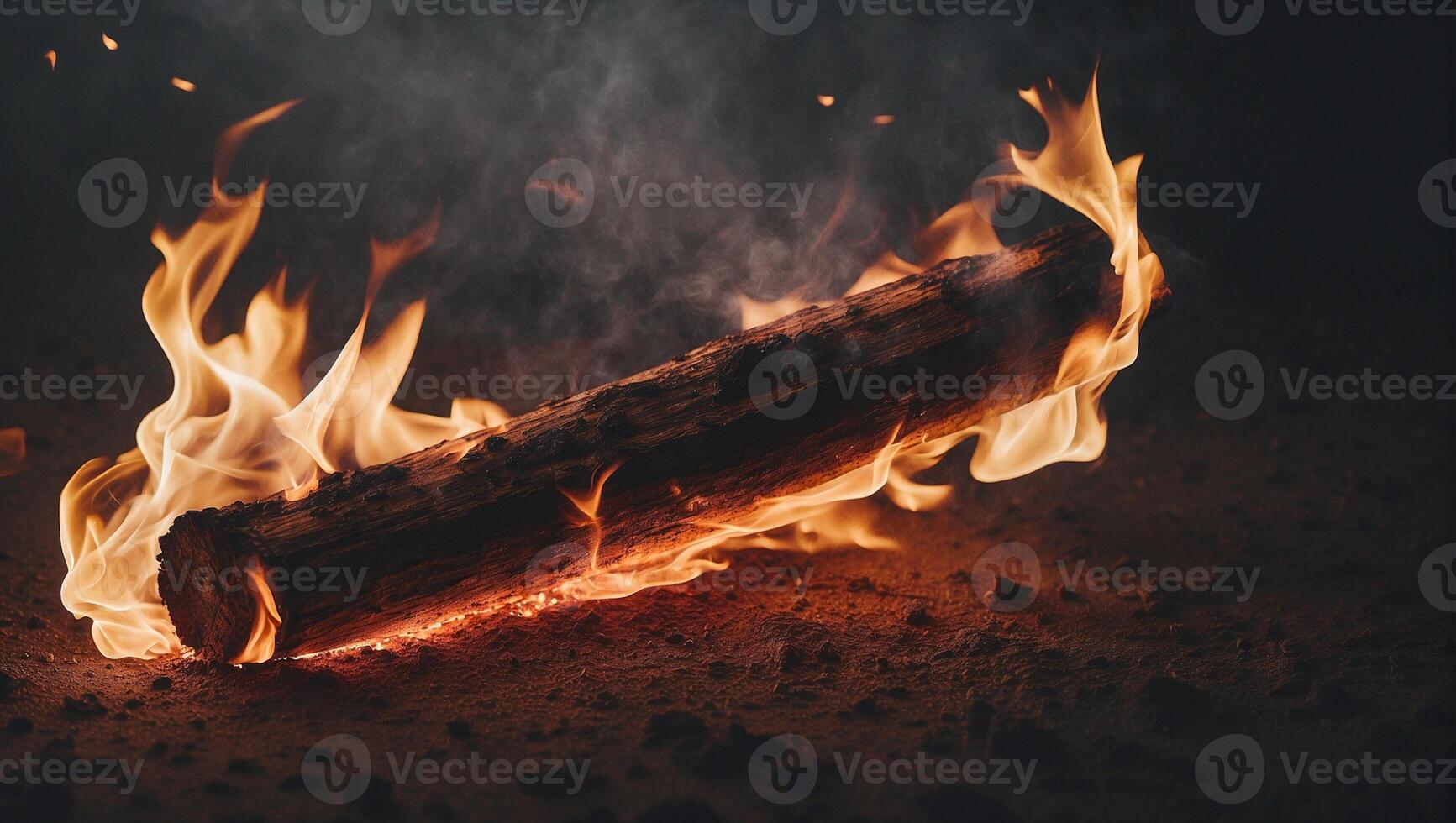 A log burning on a fire photo