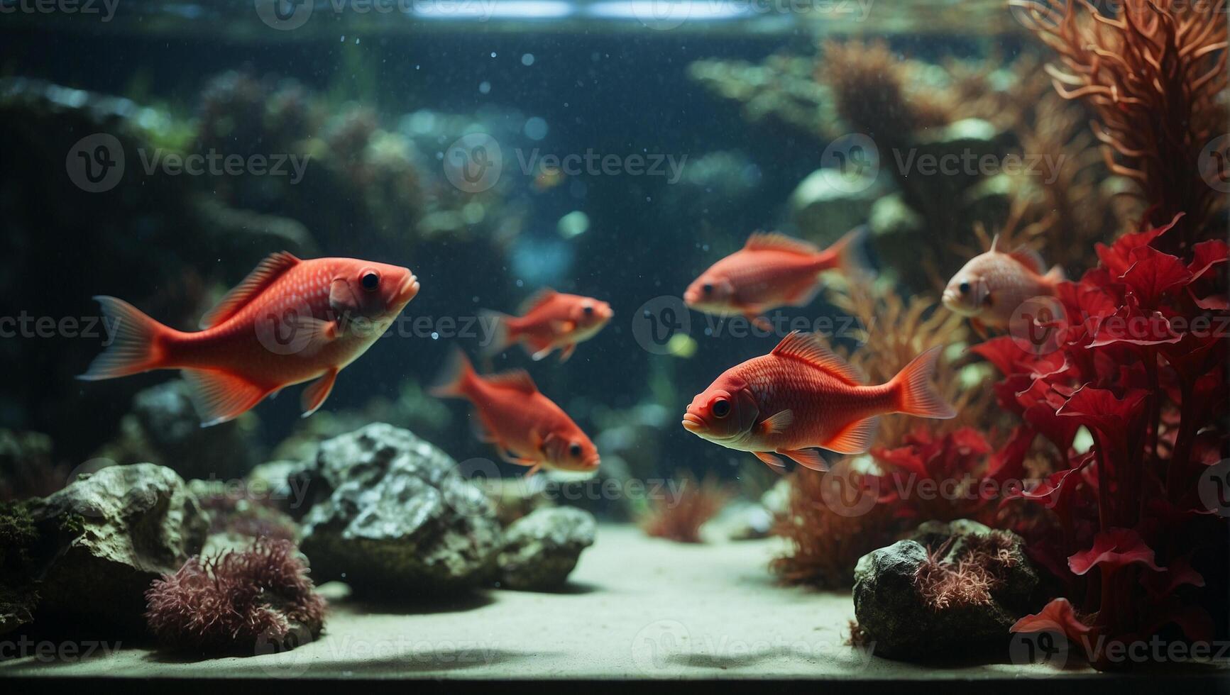 Red fish in aquarium photo