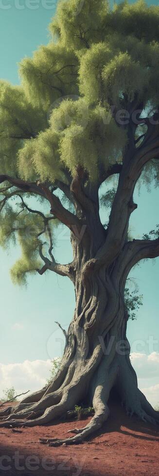 A large tree with a large trunk and large branches photo