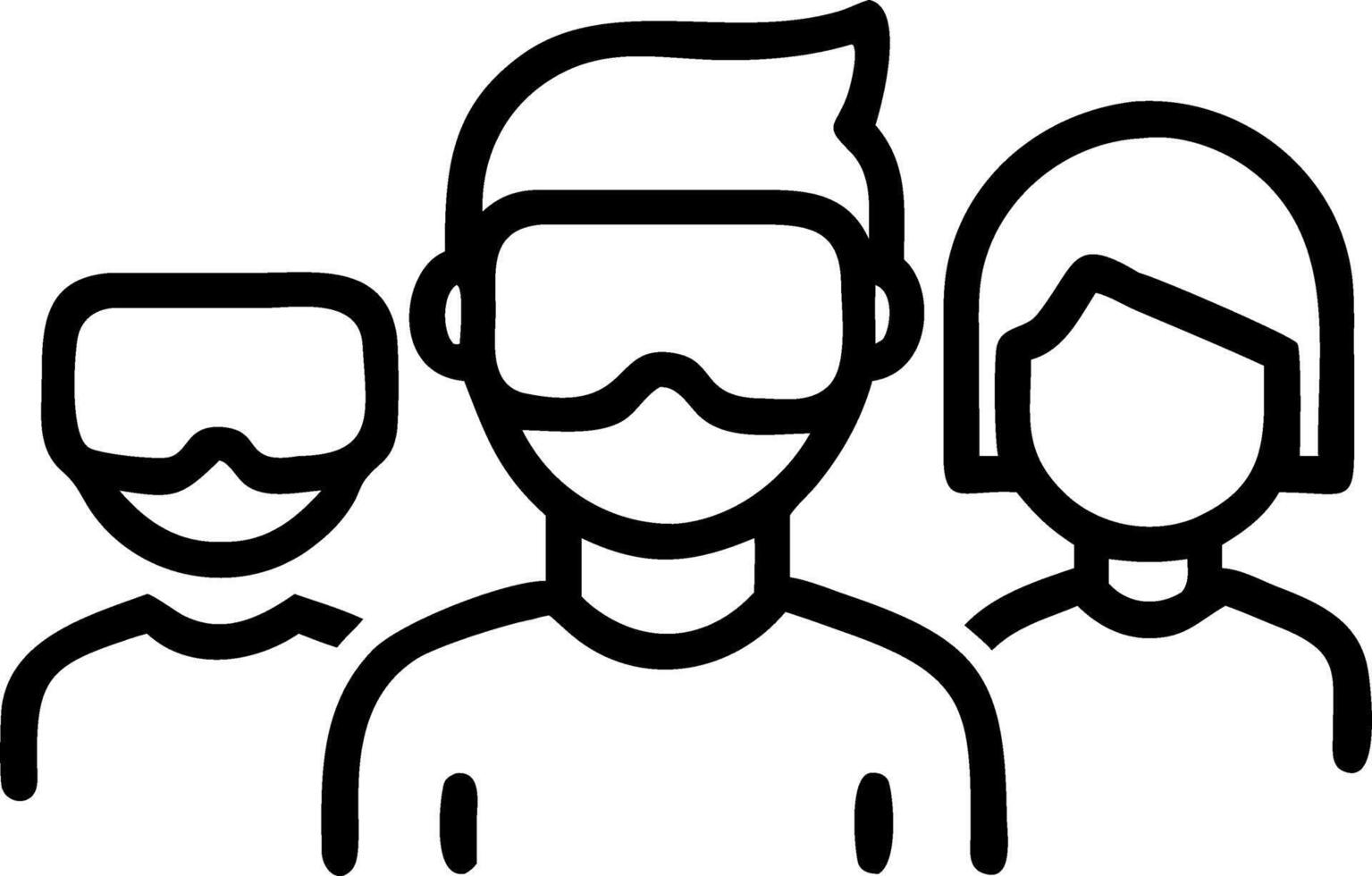 Macro shot of a family enjoying a VR experience with close up on their VR headsets vector