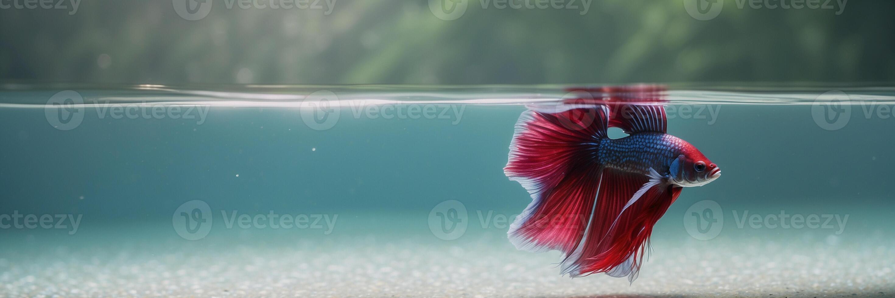 A red and blue fish swimming in the water photo