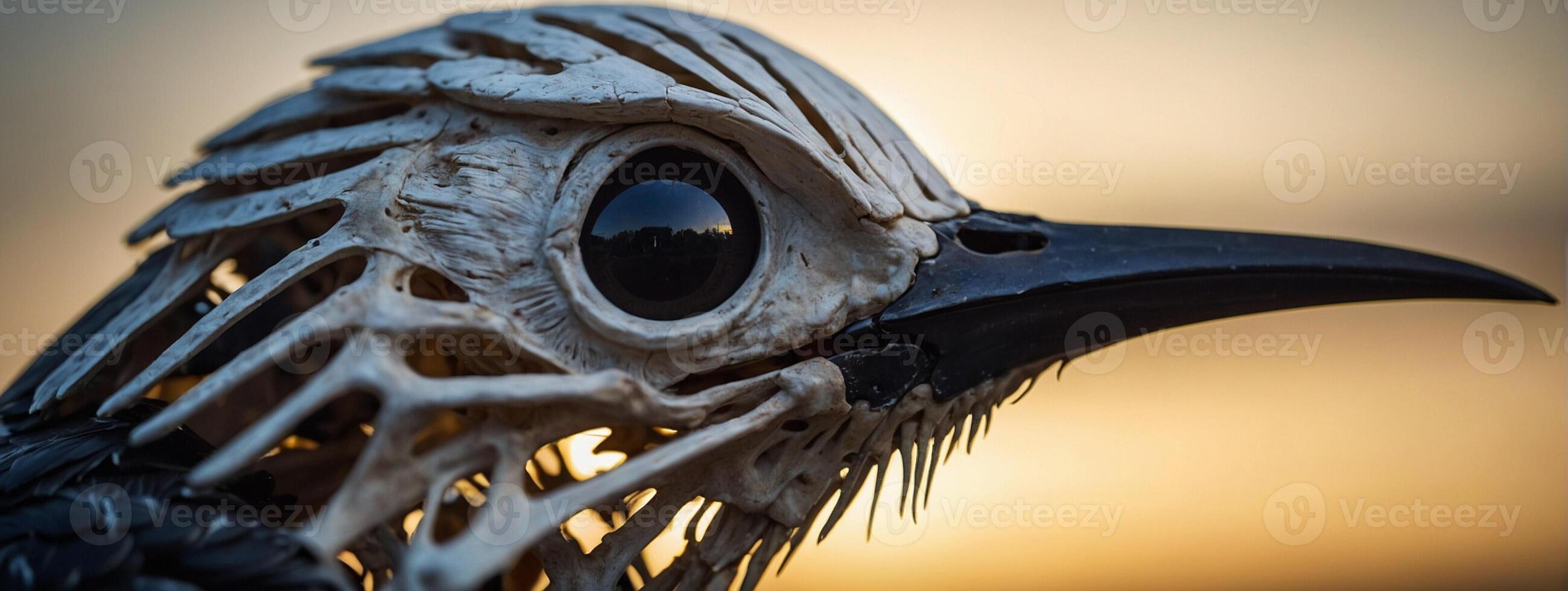 A bird with a skull and bones on it's head photo