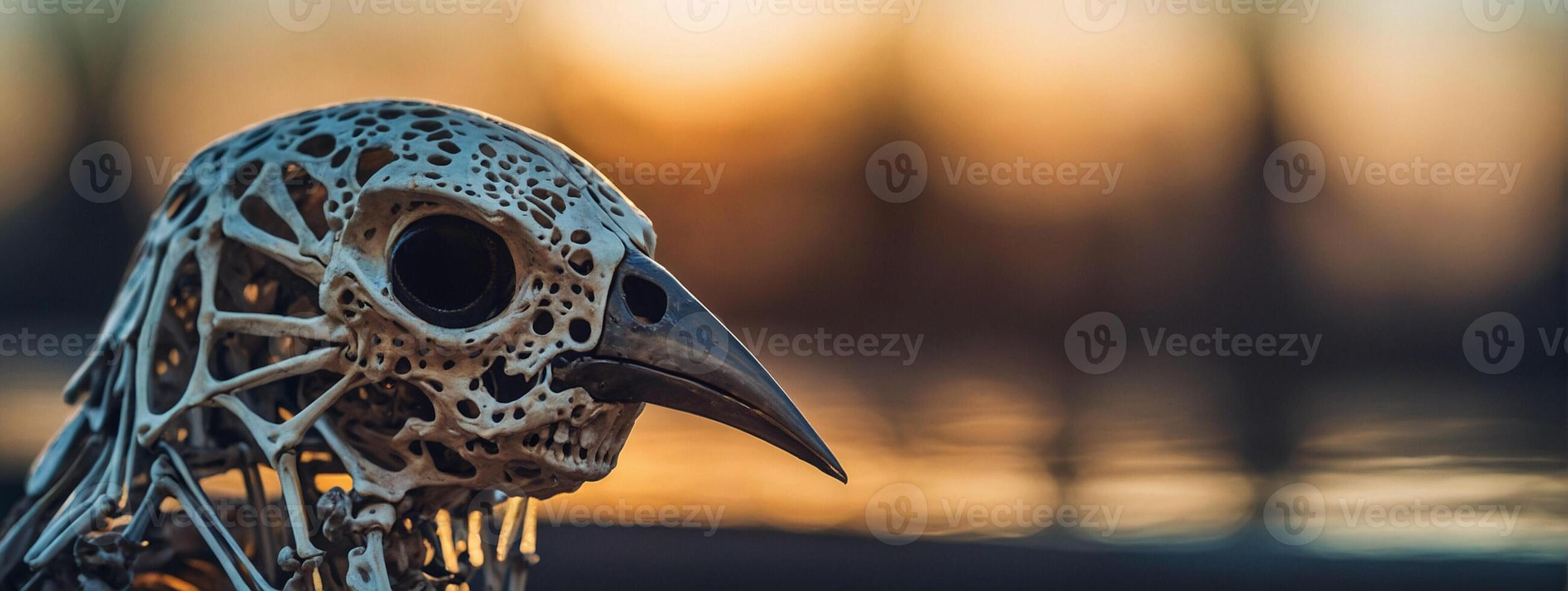 A bird sculpture with a long beak and long neck photo
