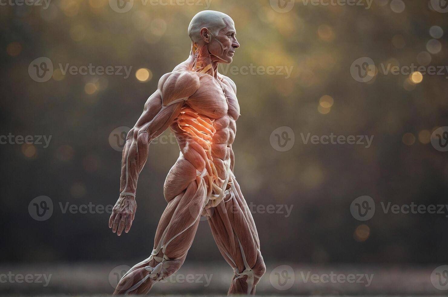 The human body is highlighted by the muscles photo