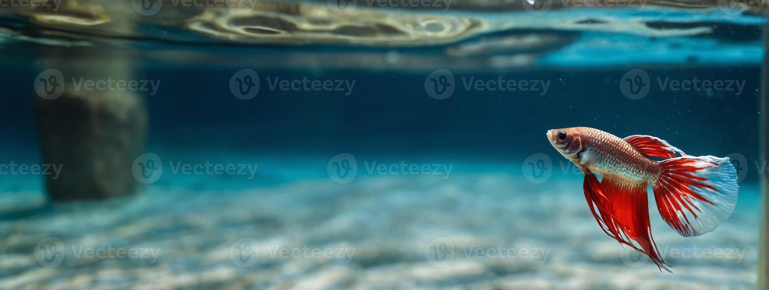 A red and white fish swimming in the water photo