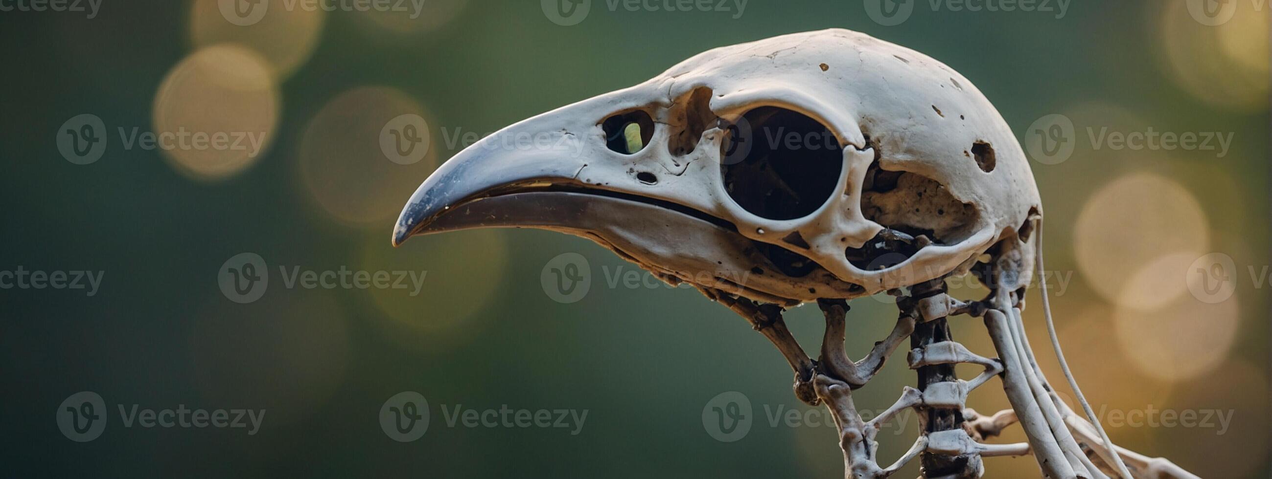 A skeleton bird with a beak and a long neck photo